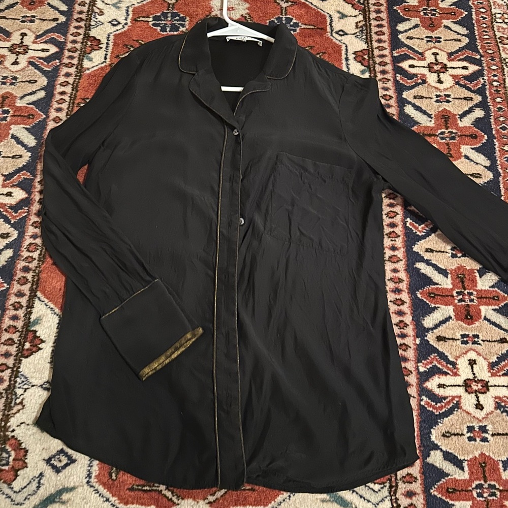 Frame Silk Black button down.